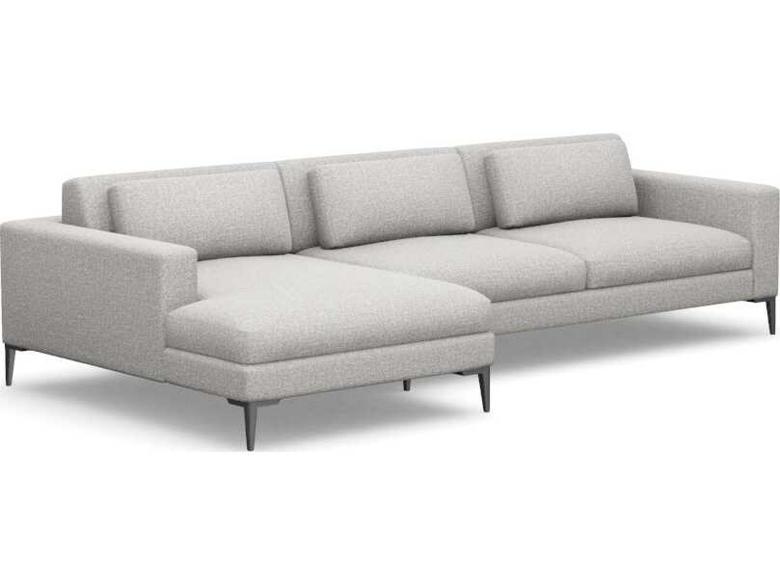 Valencia 3-Piece Sectional Sofa in Gray Faux Linen