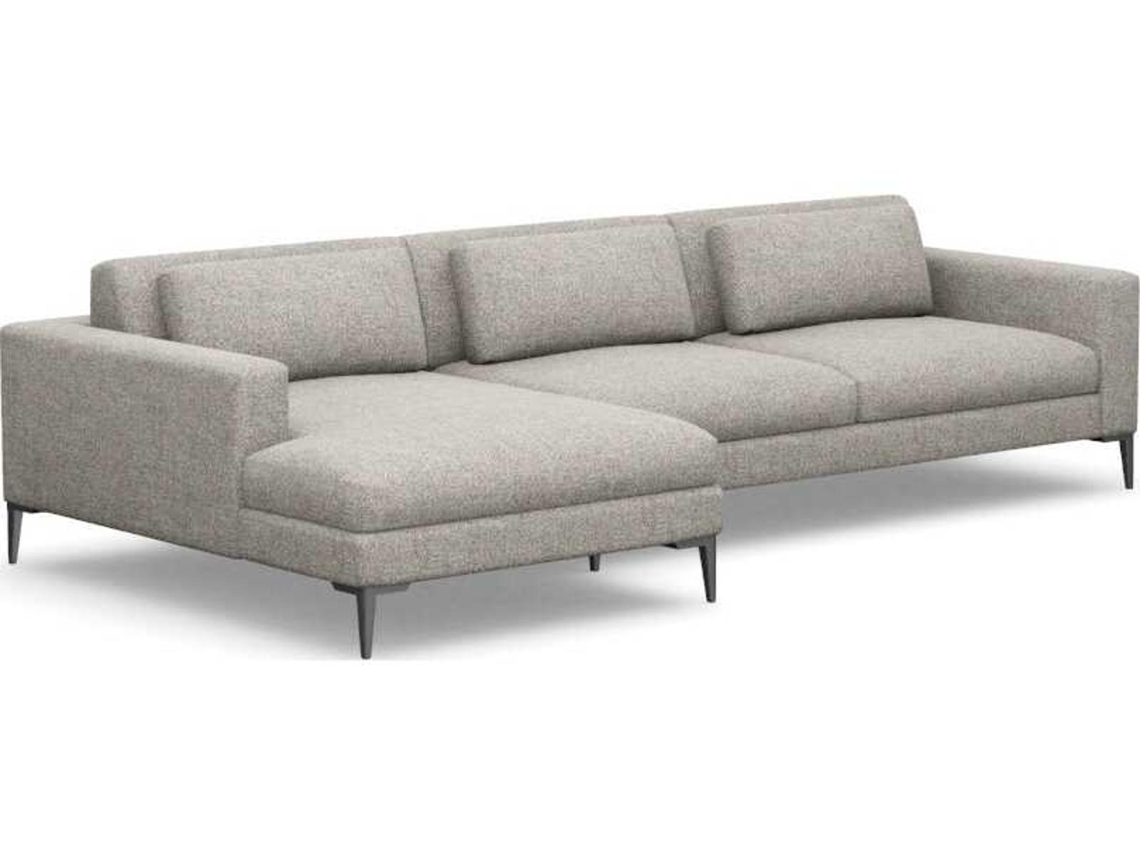 Comodo 2-Piece Left Chaise Upholstered Sectional Sofa in Gray Faux Linen