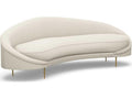 Ava 3-Seat Pearl Faux Linen Sofa with Polished Brass Accents
