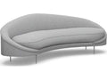Ava 3-Seat Pure Grey Faux Linen Upholstered Sofa with Polished Nickel Base