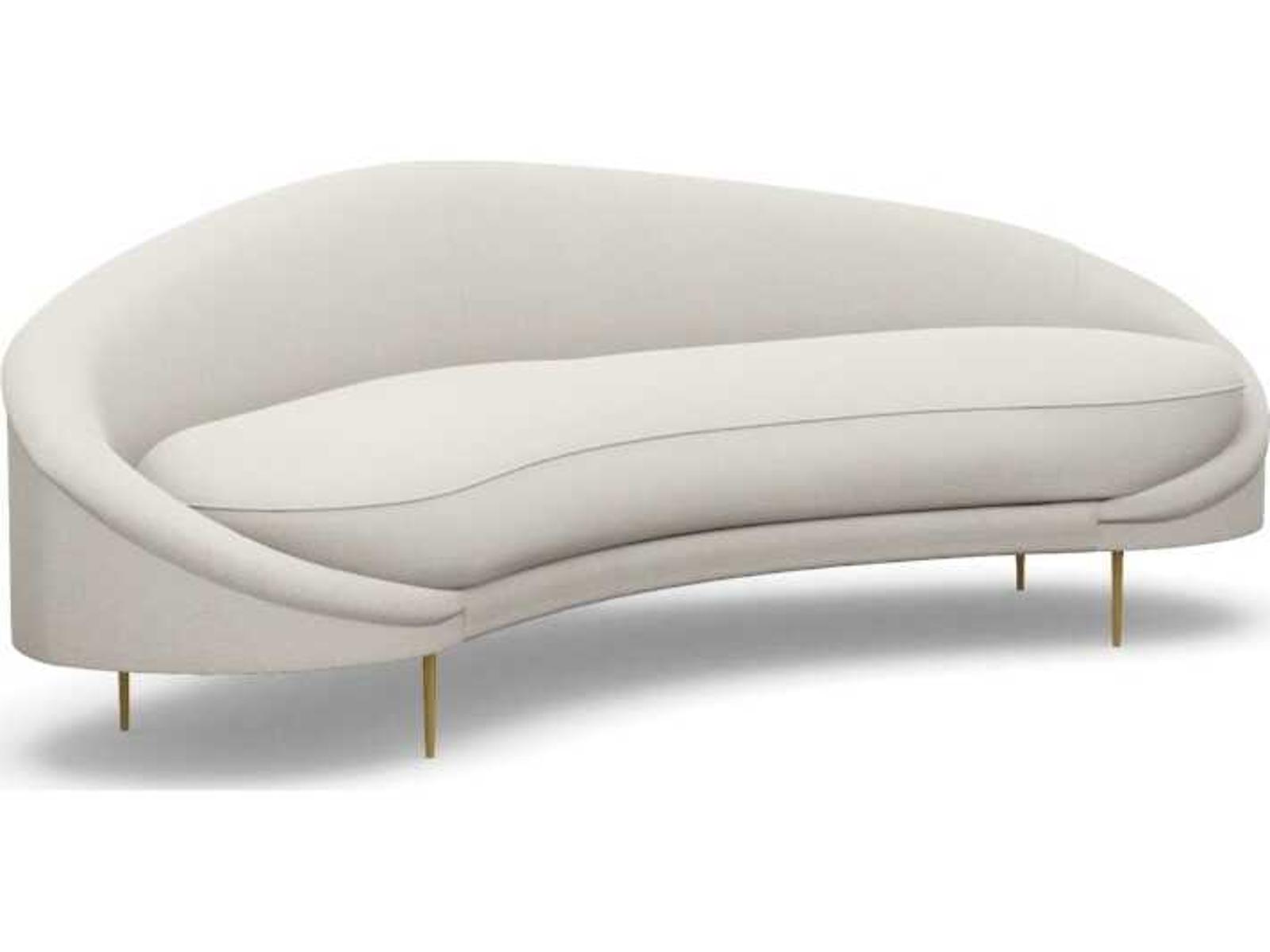 Ava 3-Seat Boucle Upholstered Sofa in Cream with Polished Brass