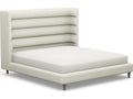 Ornette King Platform Bed in White Upholstery and Walnut Wood