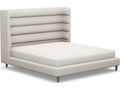 Ornette Beige Upholstered King Platform Bed with Hardwood Frame