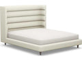 Ornette Beige Walnut Wood Upholstered California King Platform Bed