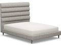 Channel Gray Upholstered Queen Platform Bed with Solid Wood Frame