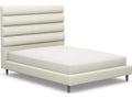 Channel Beige Walnut Wood Upholstered Queen Platform Bed