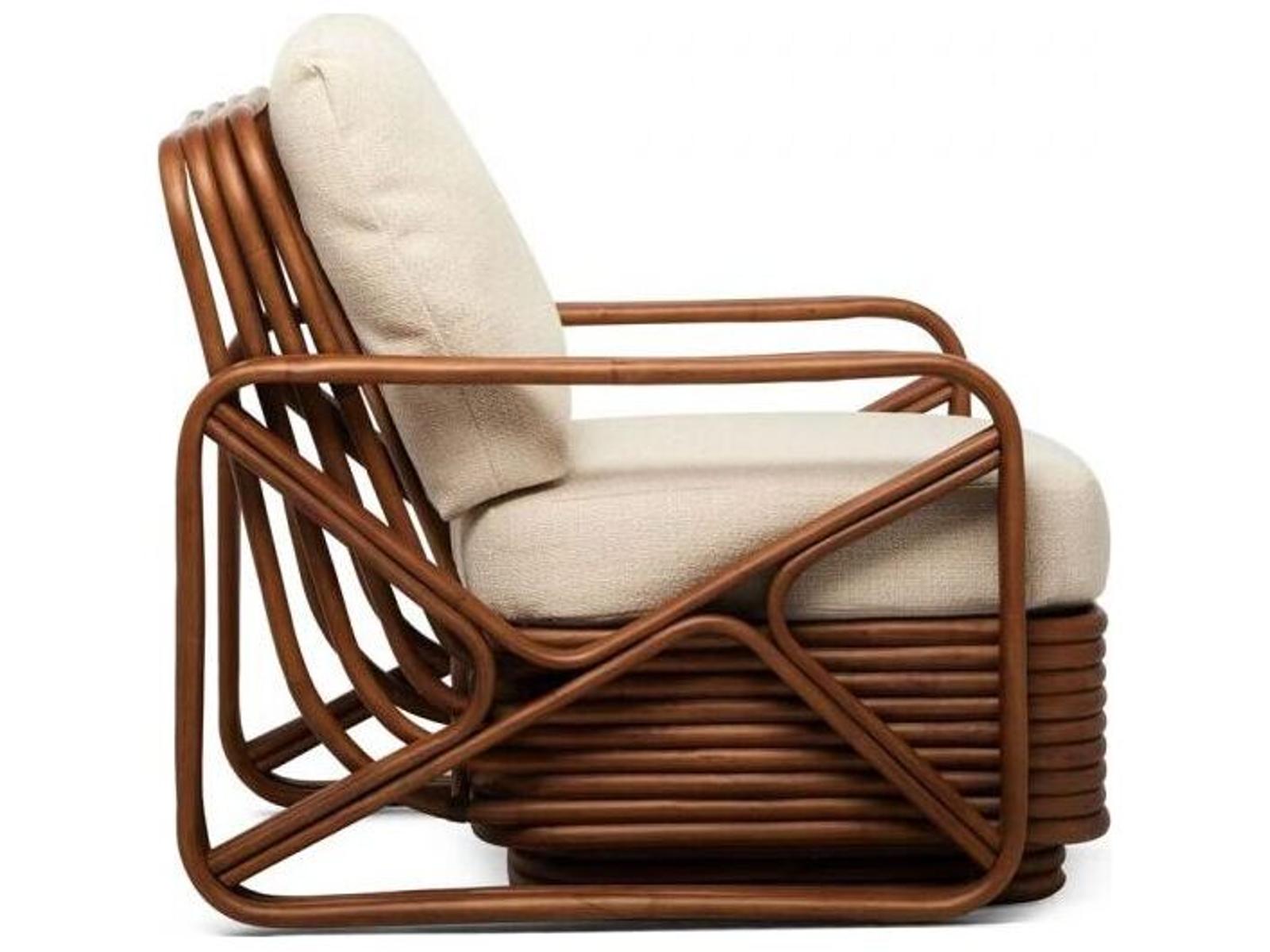 Flagler Upholstered Lounge Chair with Rattan Frame Antique Brown