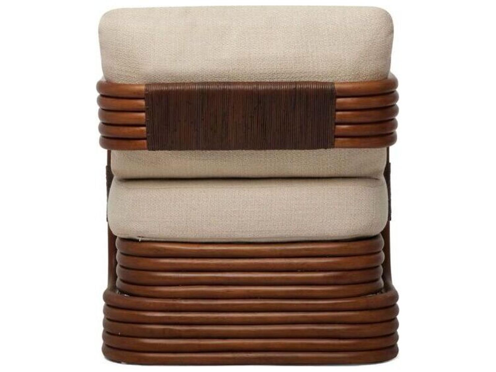 Orchid Lounge Chair with Antique Brown Rattan and Custom Cushion