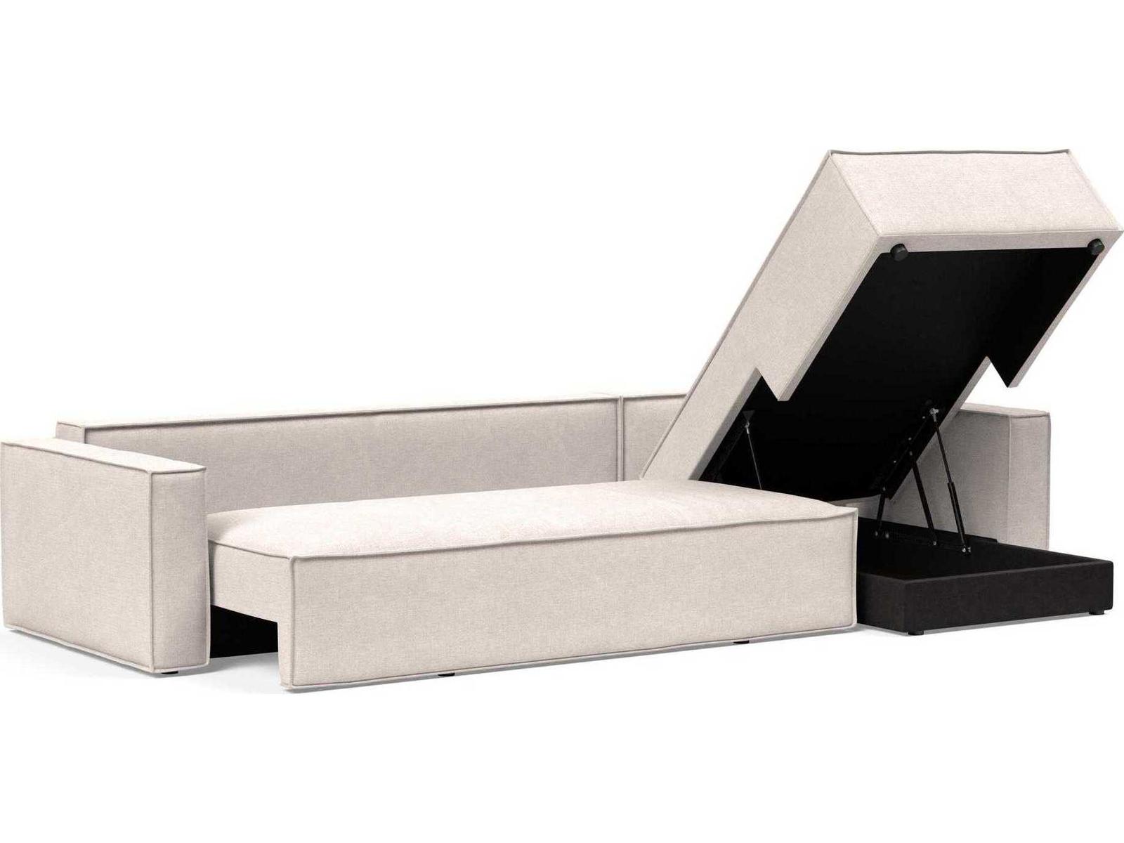 Living Newilla Adario Basmati Upholstered Sofa Bed with Reversible Lounger