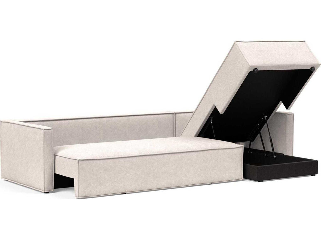 Living Newilla 3-Seat Adario Basmati Beige Upholstered Sectional Sofa Bed with Storage