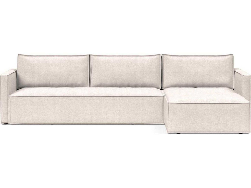 Living Newilla 3-Seat Adario Basmati Beige Upholstered Sectional Sofa Bed with Storage