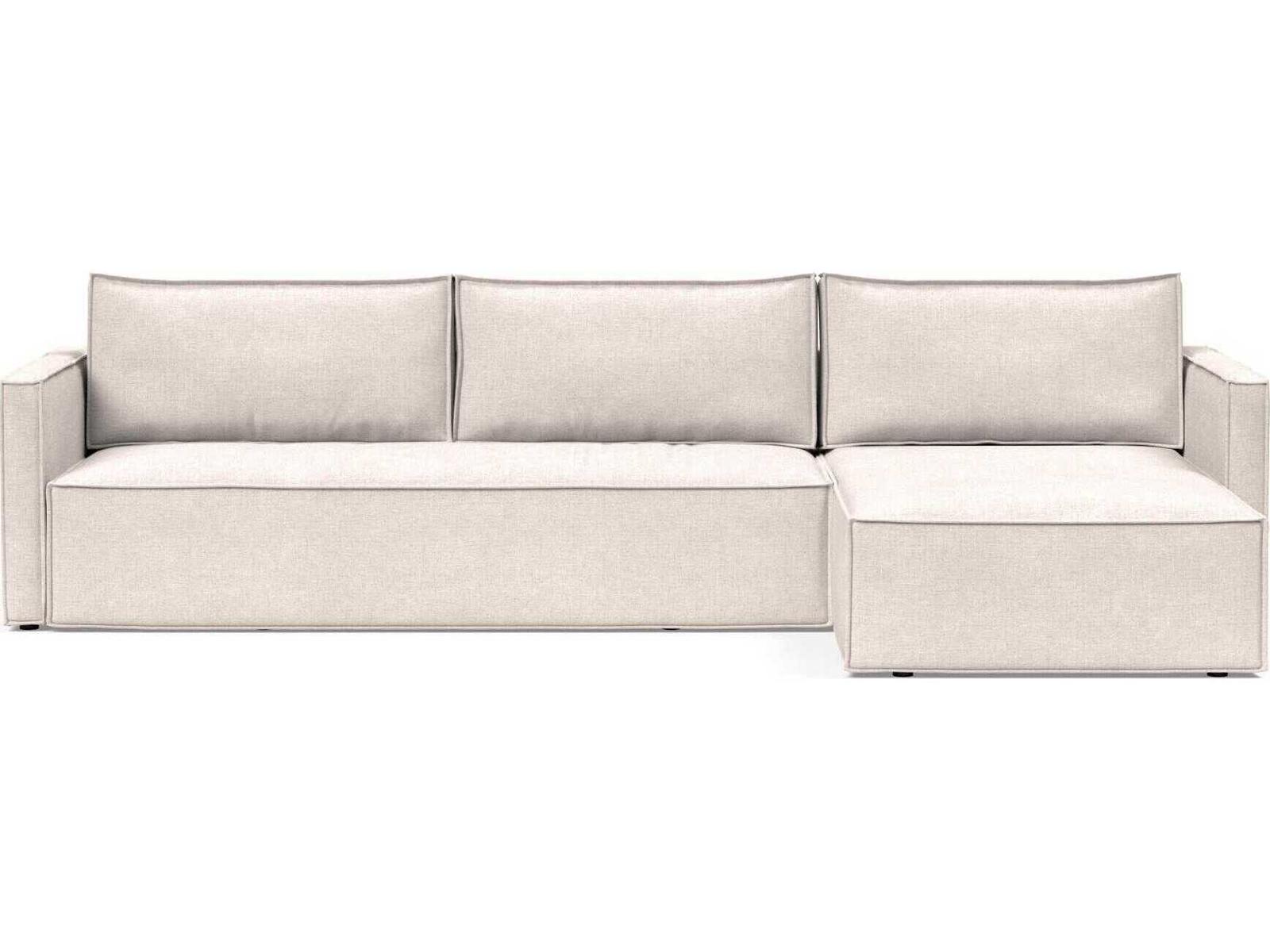 Living Newilla 3-Seat Adario Basmati Beige Upholstered Sectional Sofa Bed with Storage