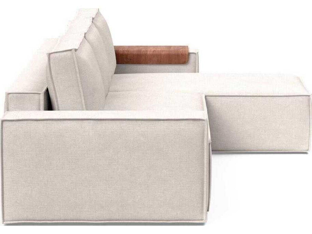 Living Newilla Sectional Sleeper Sofa with Wide Arms Adario Basmati Beige Fabric