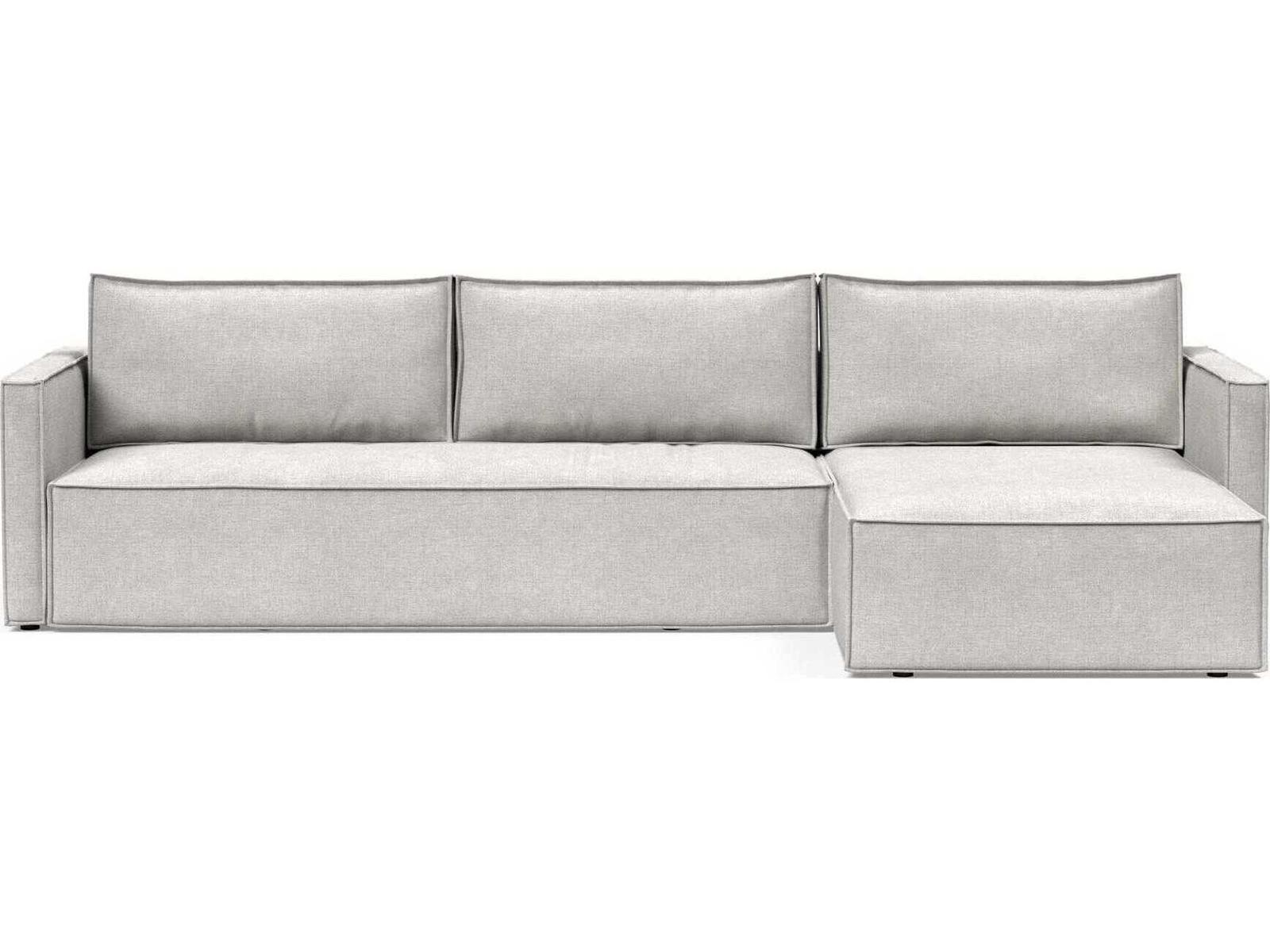 Living Newilla Adario Fog Gray Upholstered Sectional Sofa Bed with Lounger and Slim Arms