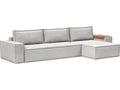 Newilla Adario Fog Gray Upholstered Sofa Bed with Lounger and Wide Arms