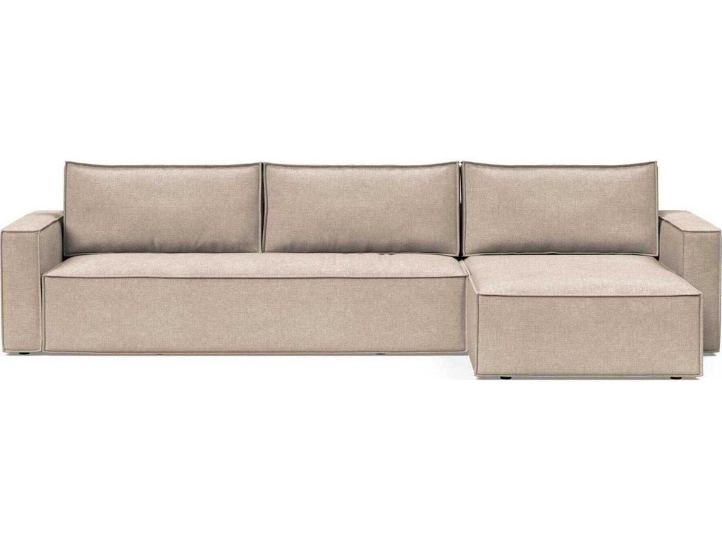 Living Newilla Sectional Sofa Bed with Standard Arms Adario Taupe Fabric