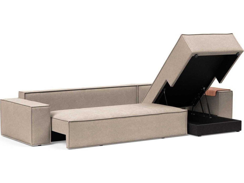Living Newilla Wide Arm Sectional Sleeper Sofa in Adario Taupe