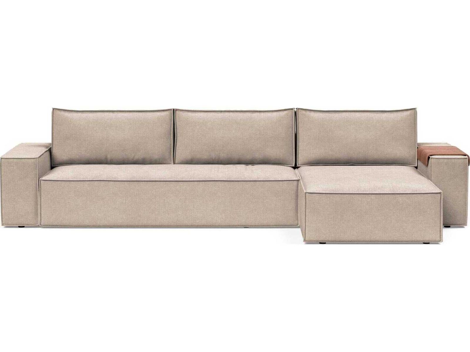 Living Newilla Wide Arm Sectional Sleeper Sofa in Adario Taupe