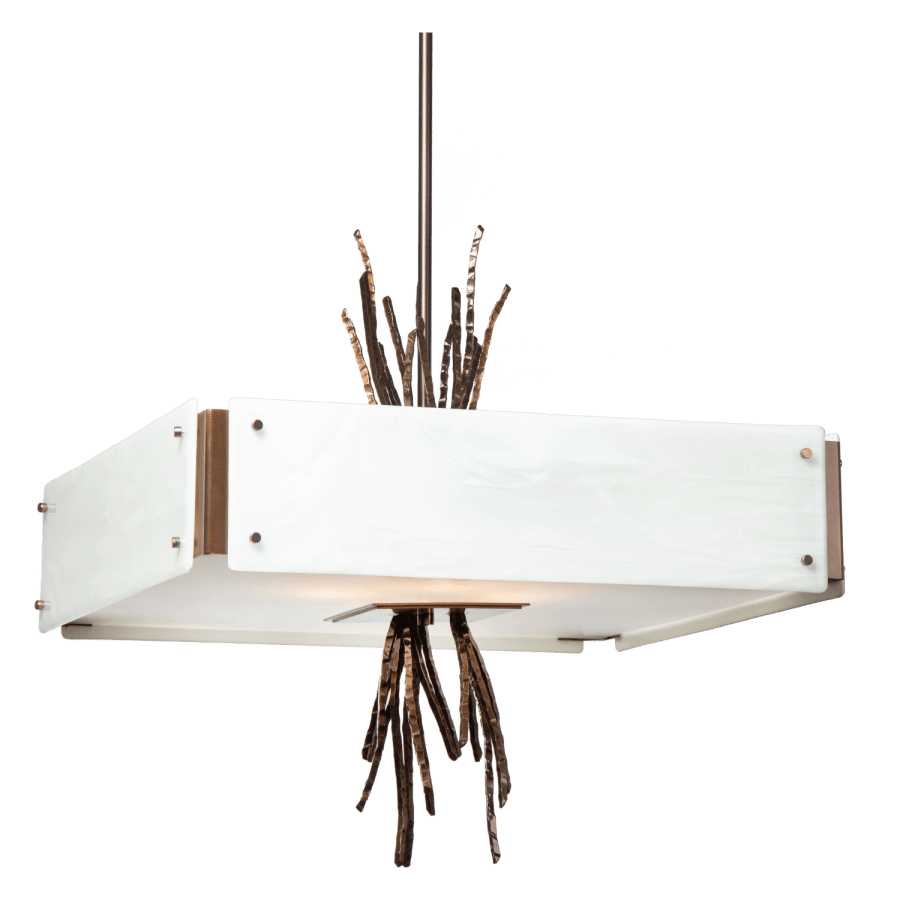 Hammerton Studio Ironwood 24" Wide Artisan Crafted Chandelier with Hand Textured Glass and Sculpted Steel