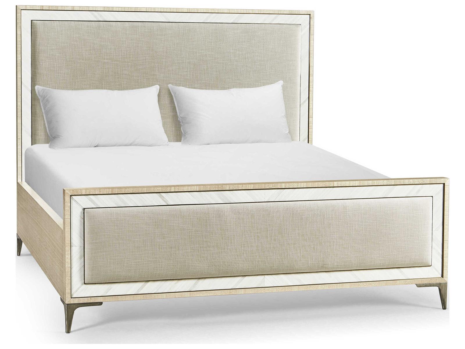 Tideline Bone and Linen-Blend King Upholstered Bed in Natural Dyed Koto