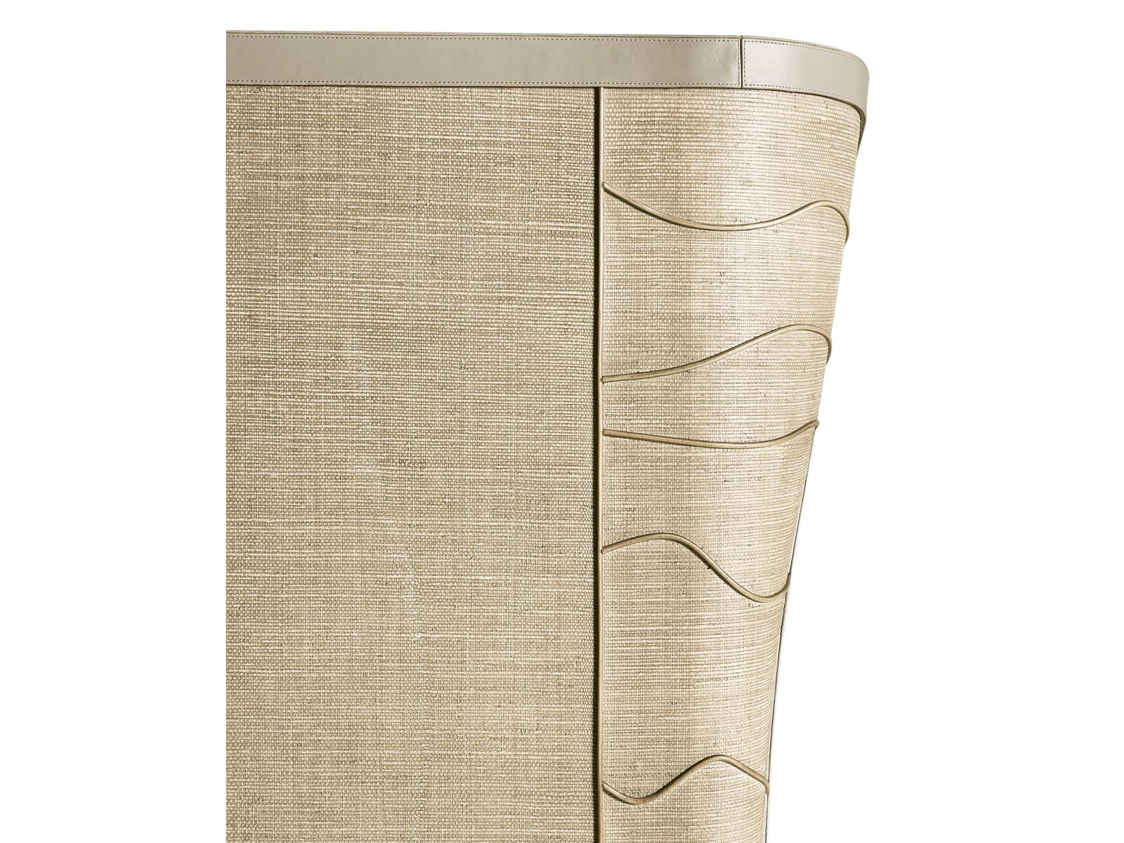 Seiche King Bed Woven Water Raffia and Creme Leather