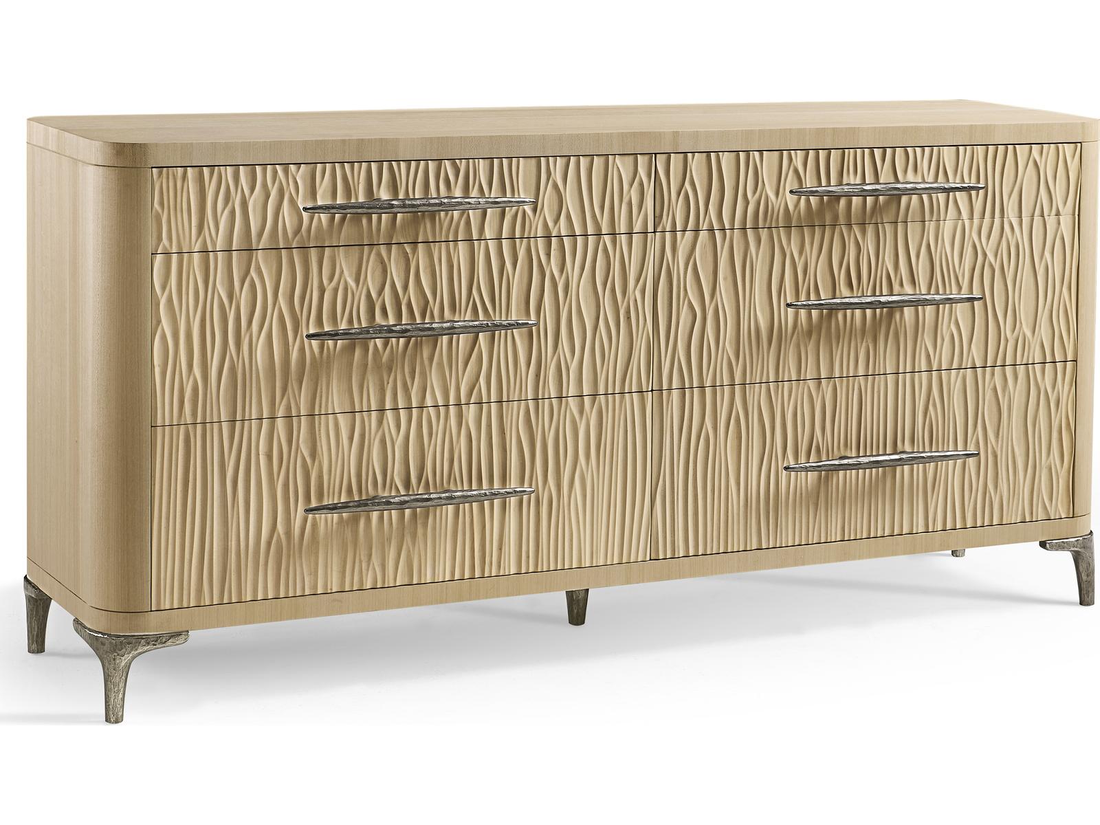 Water Undercurrent 6-Drawer Oak Double Dresser in Natural Dyed Koto