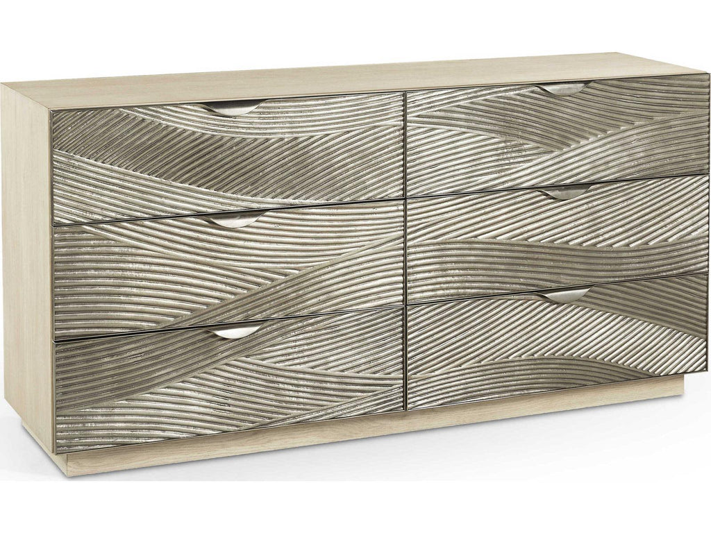 Water Capillary Cast Metal Texture Double Dresser Bleached Oak