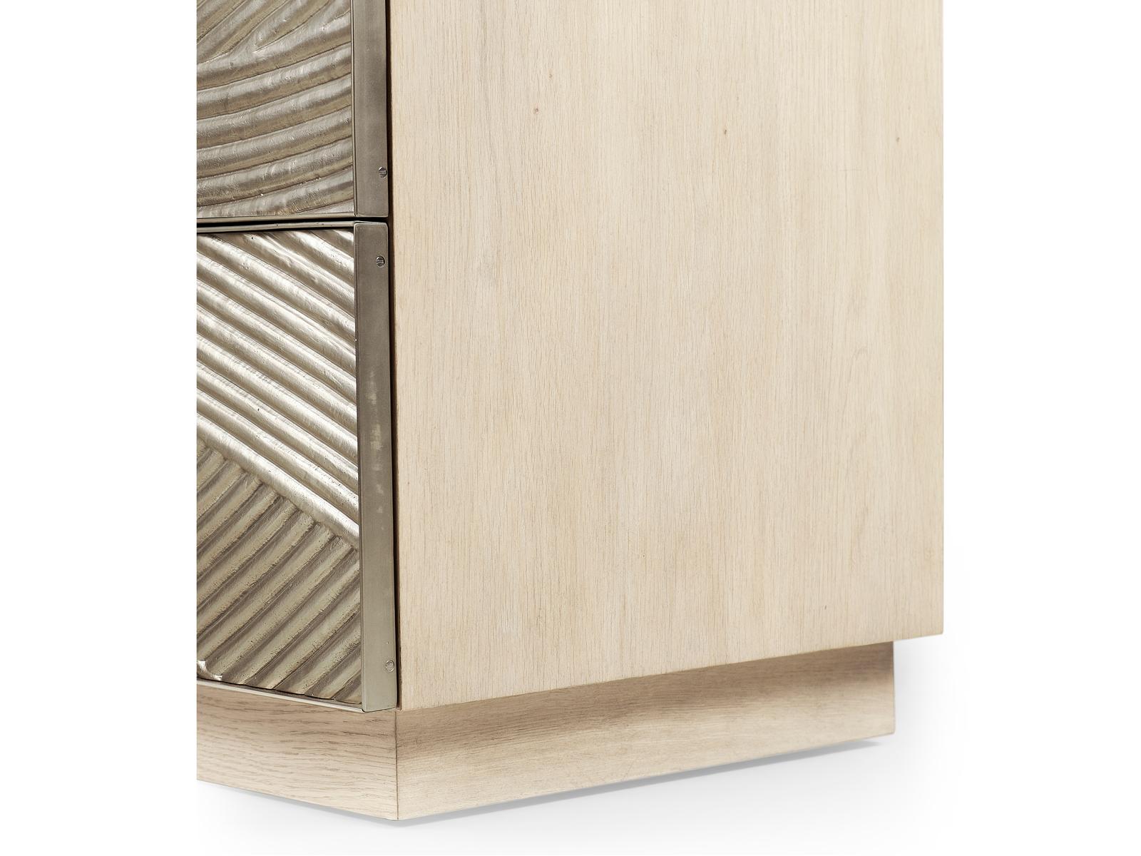 Water Capillary Cast Metal Texture Double Dresser Bleached Oak