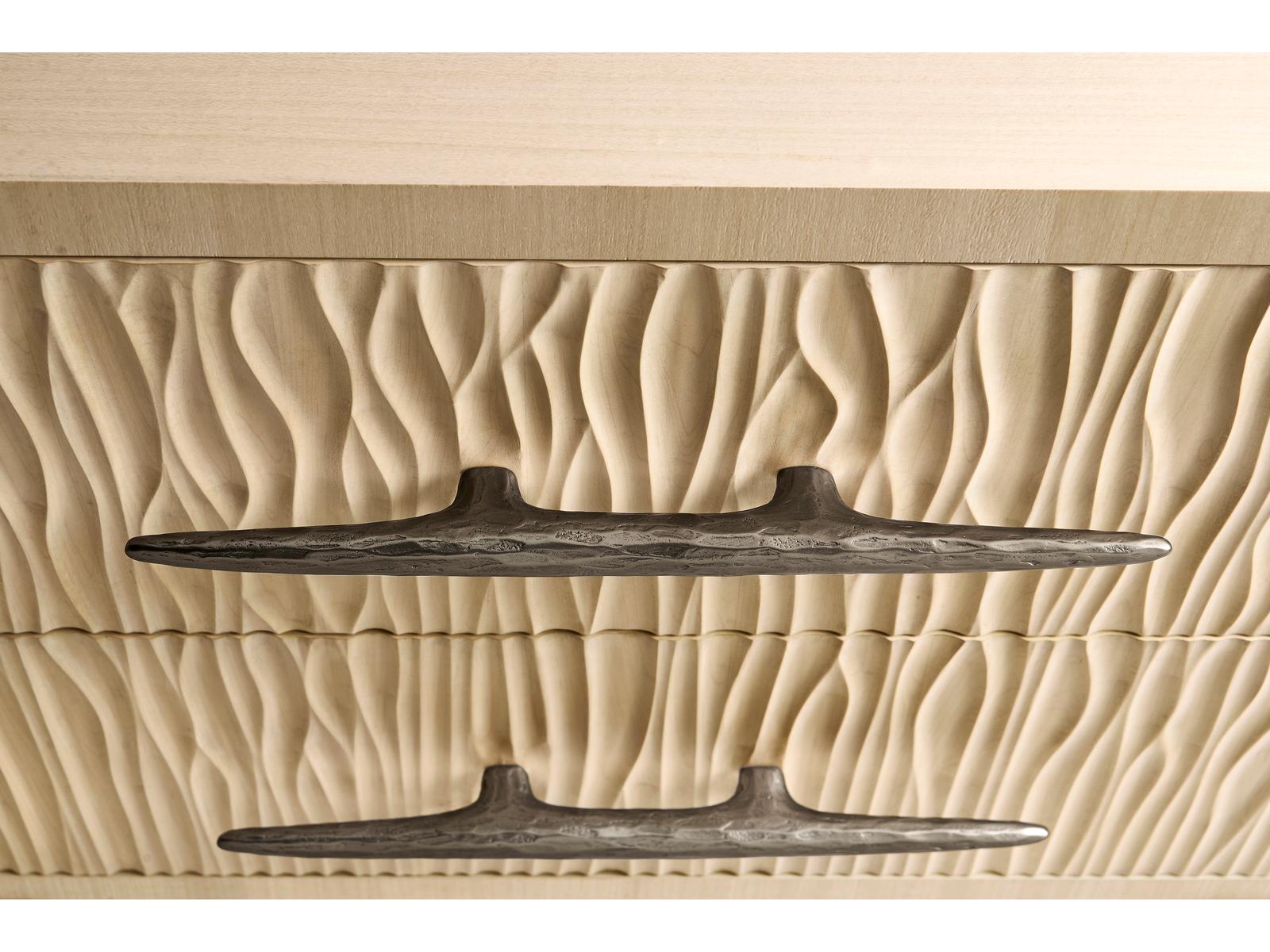 Water Undercurrent Nightstand in Natural Dyed Koto and Stainless Steel