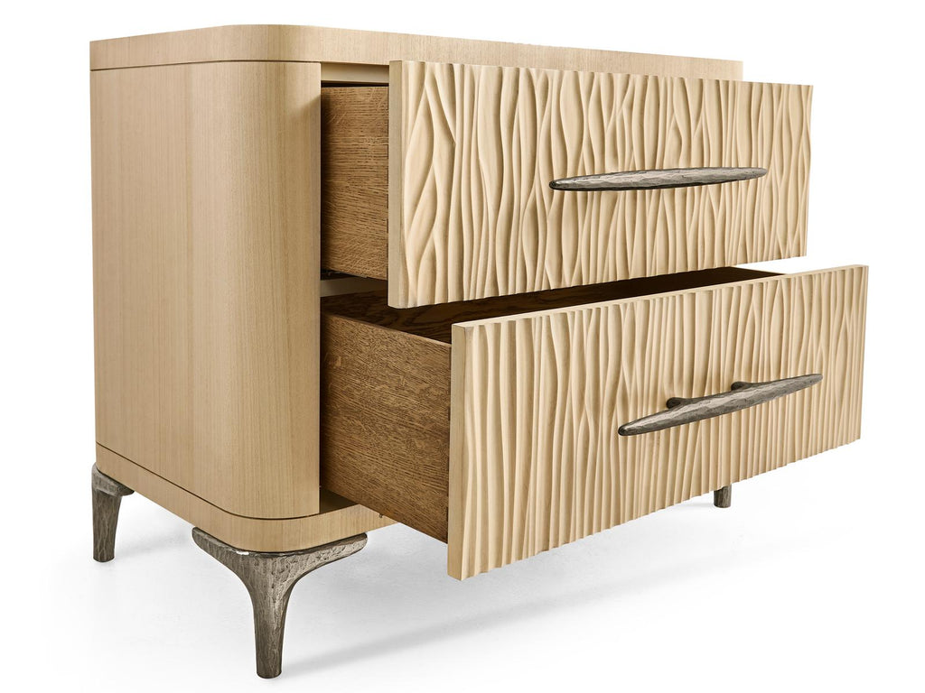 Water Undercurrent Nightstand in Natural Dyed Koto and Stainless Steel