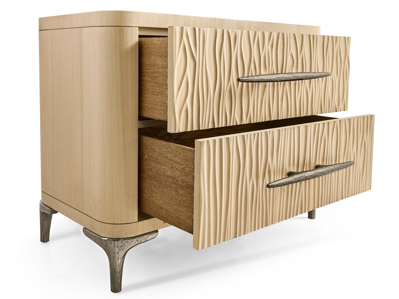 Water Undercurrent Nightstand in Natural Dyed Koto and Stainless Steel