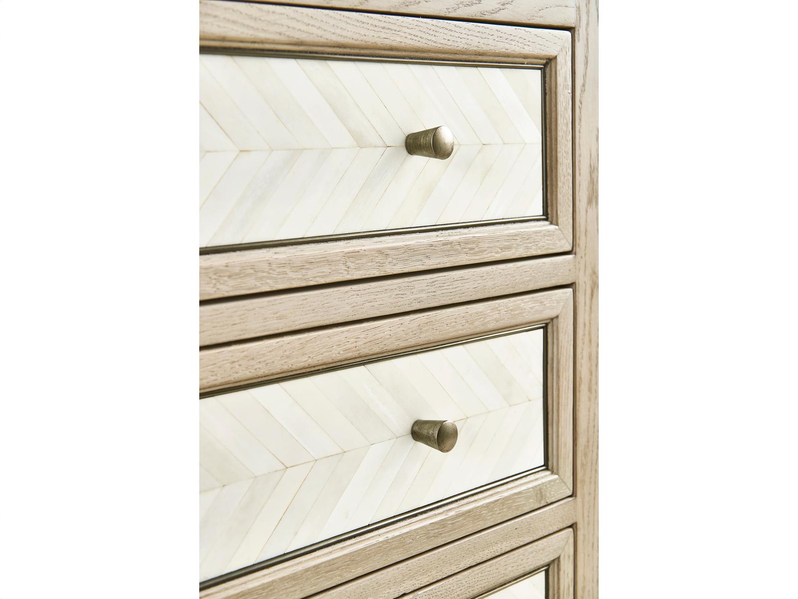 Water 4-Drawers Brown Oak Wood Dresser