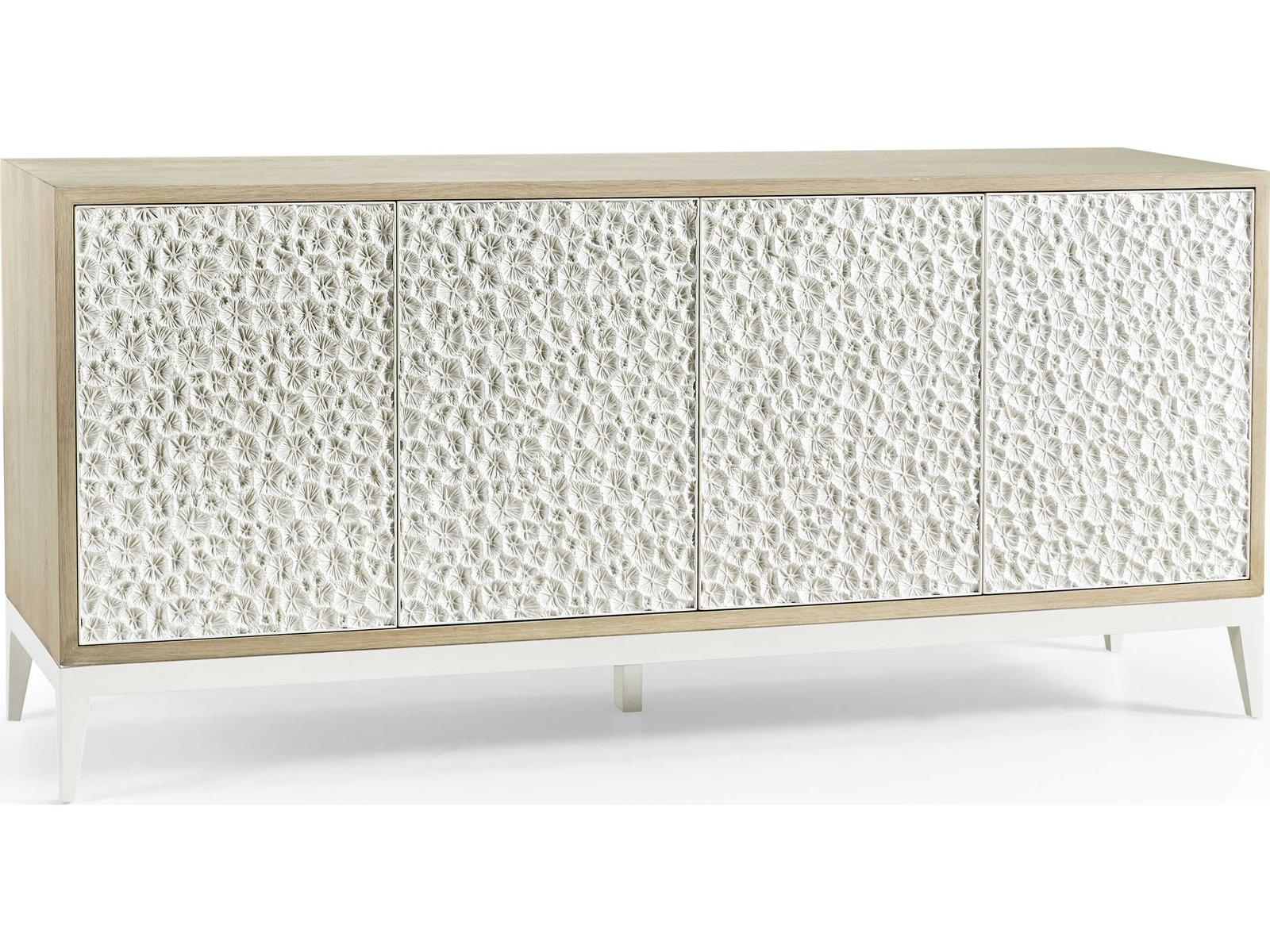 Water Rectangular Wood White Washed Oak Credenza Console Table
