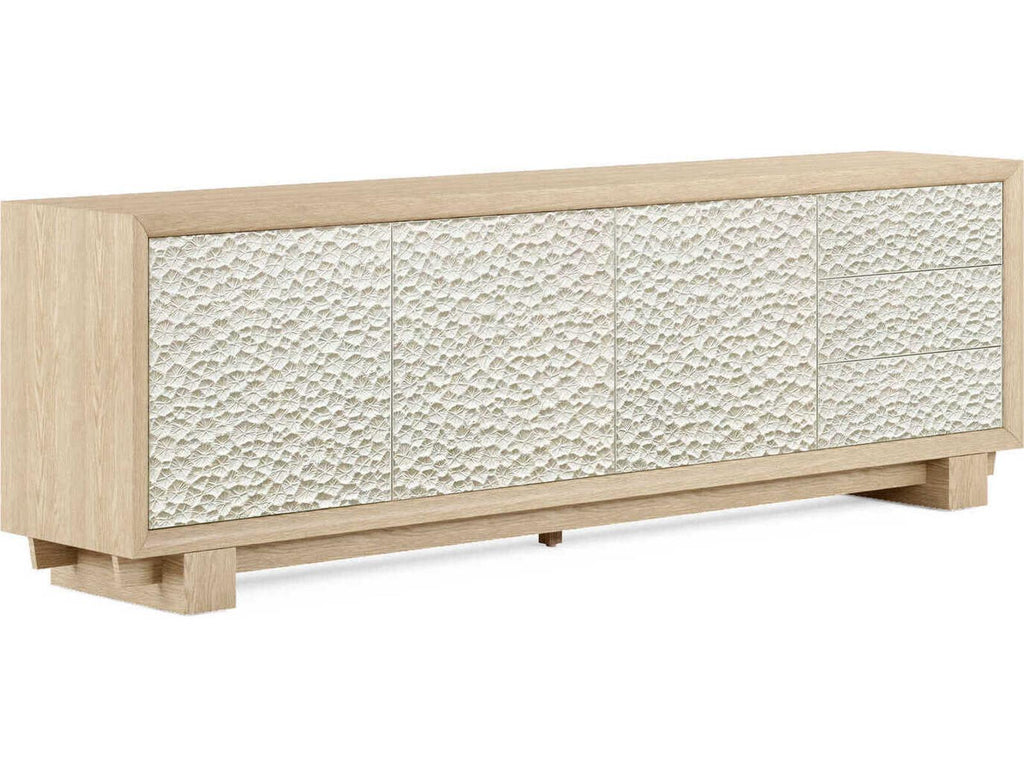 Water Pelagic Cast Metal Entertainment Console in White Washed Oak
