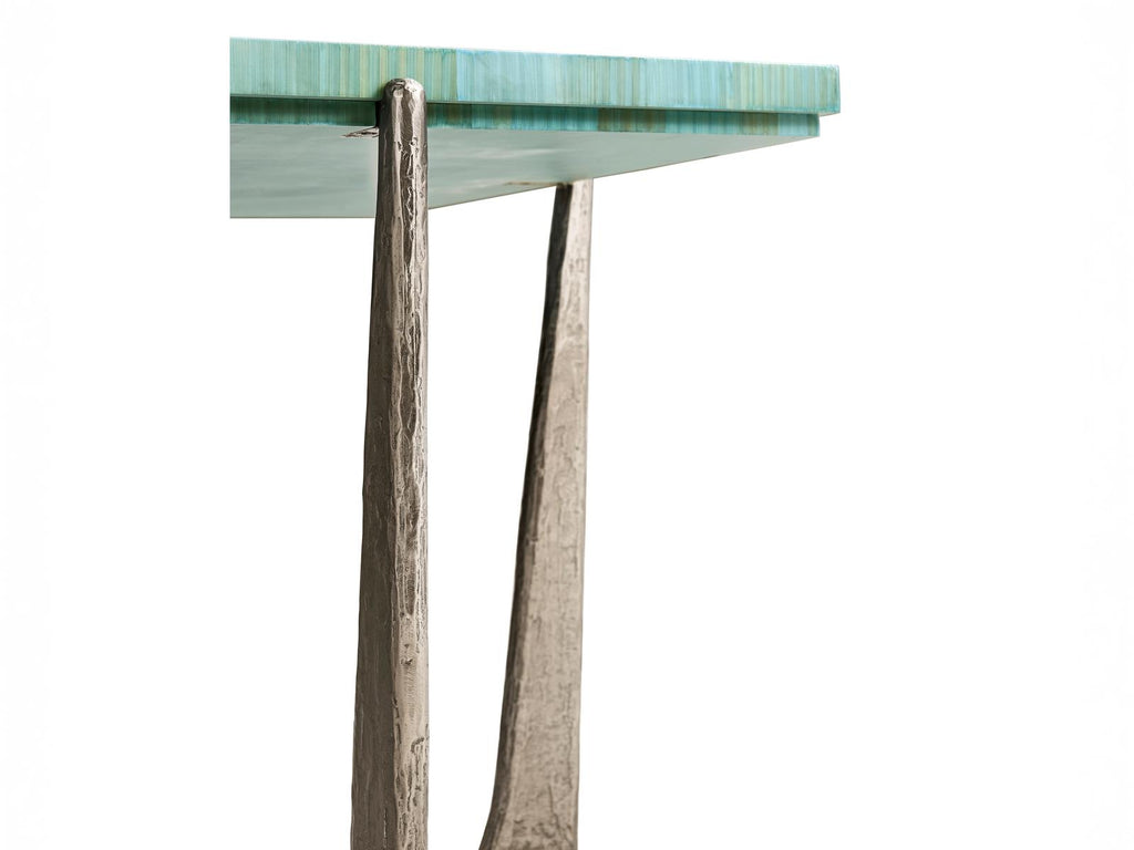 Water Seaglass Square End Table in Blue Straw