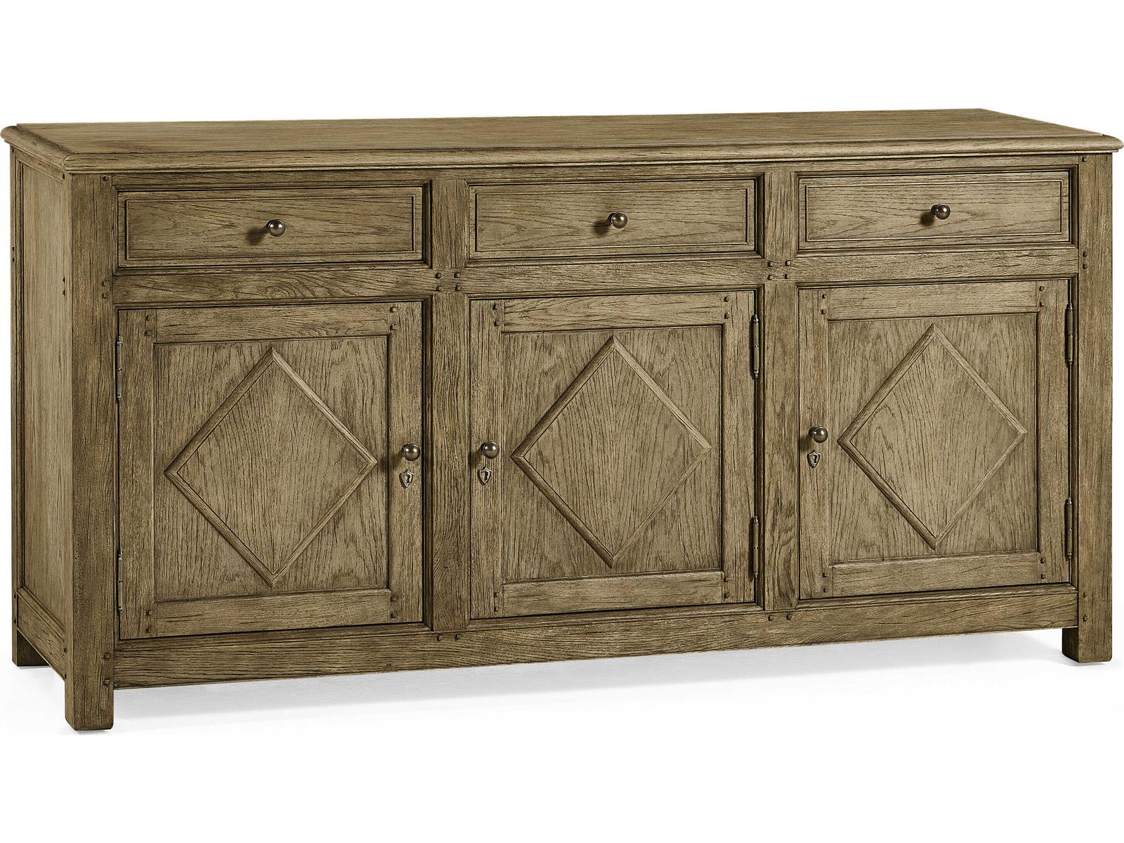 Timeless Oak Credenza Sideboard in Stripped Brown Chestnut
