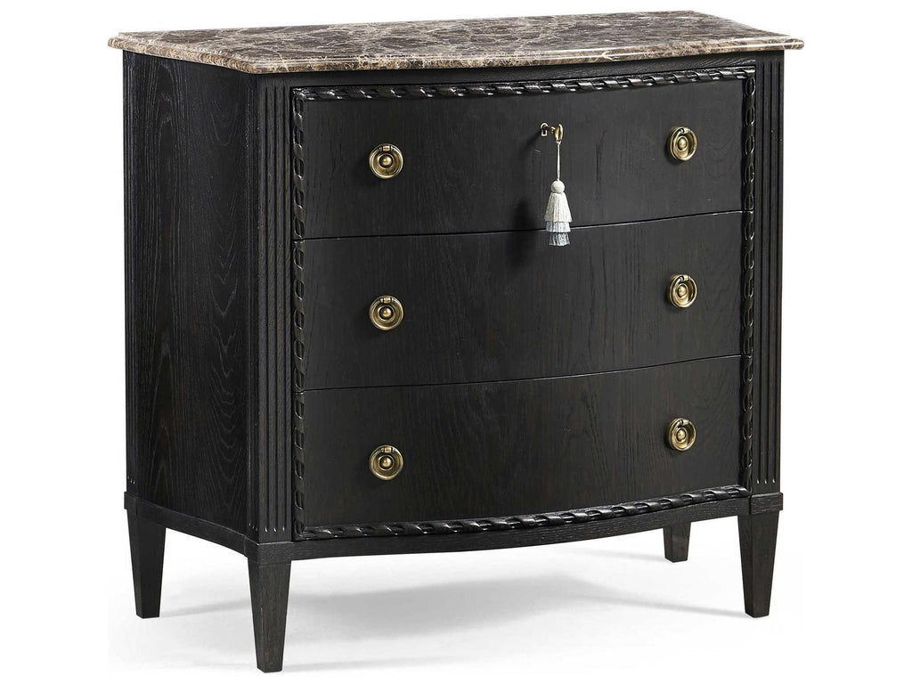 Tangiers Ebonized Oak Accent Chest with Stone Top and Carved Details