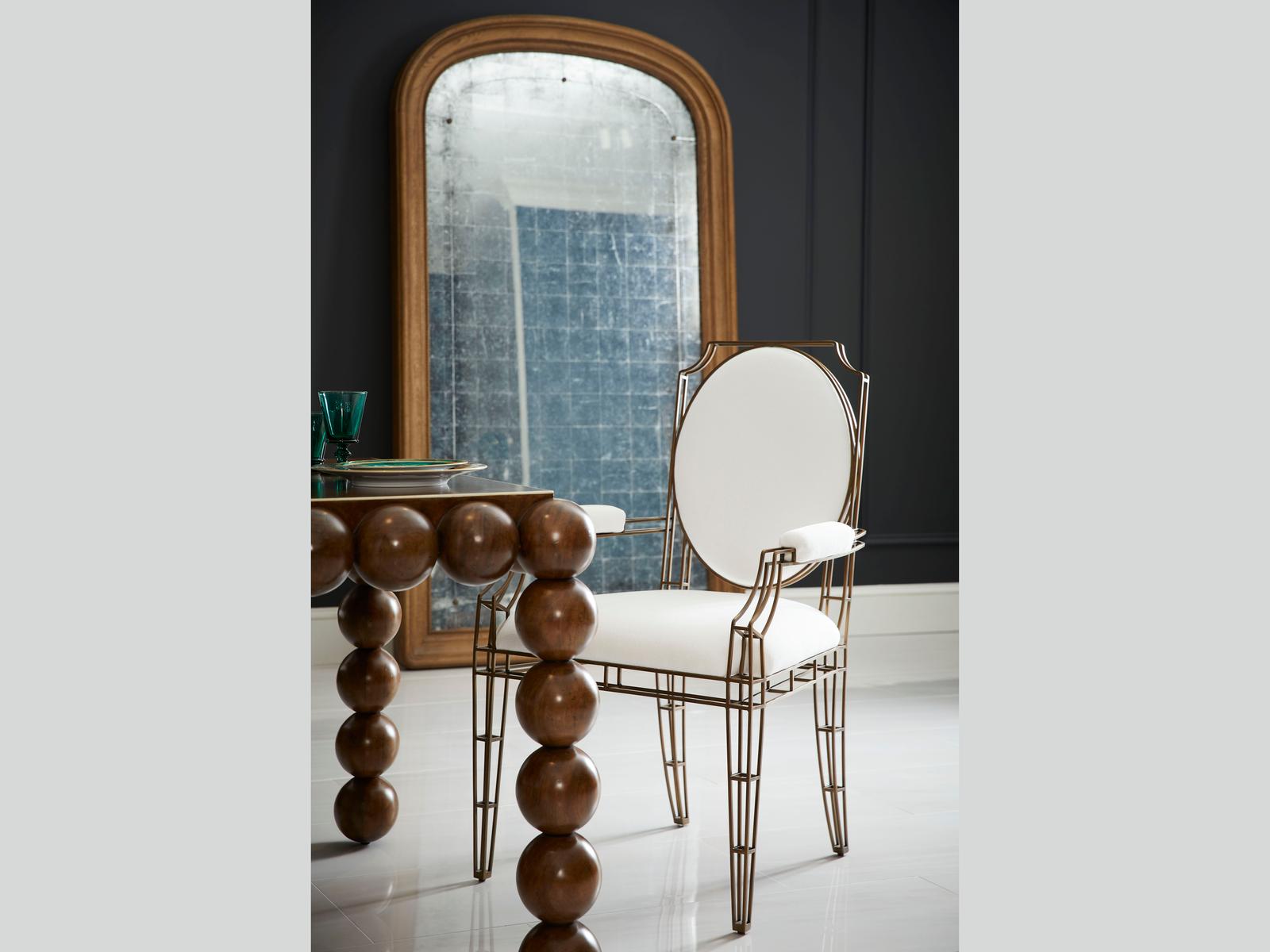 Jc Modern Bronze Upholstered Arm Dining Chair