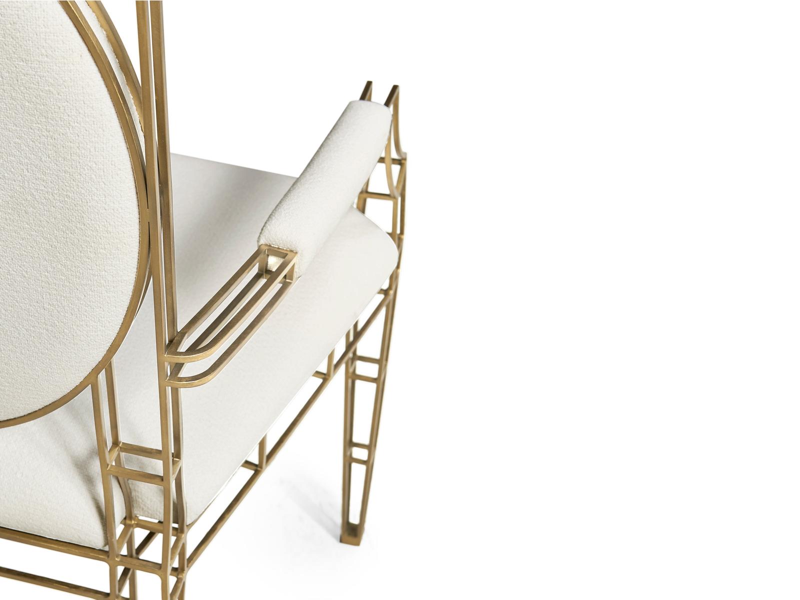 Jc Modern Bronze Upholstered Arm Dining Chair