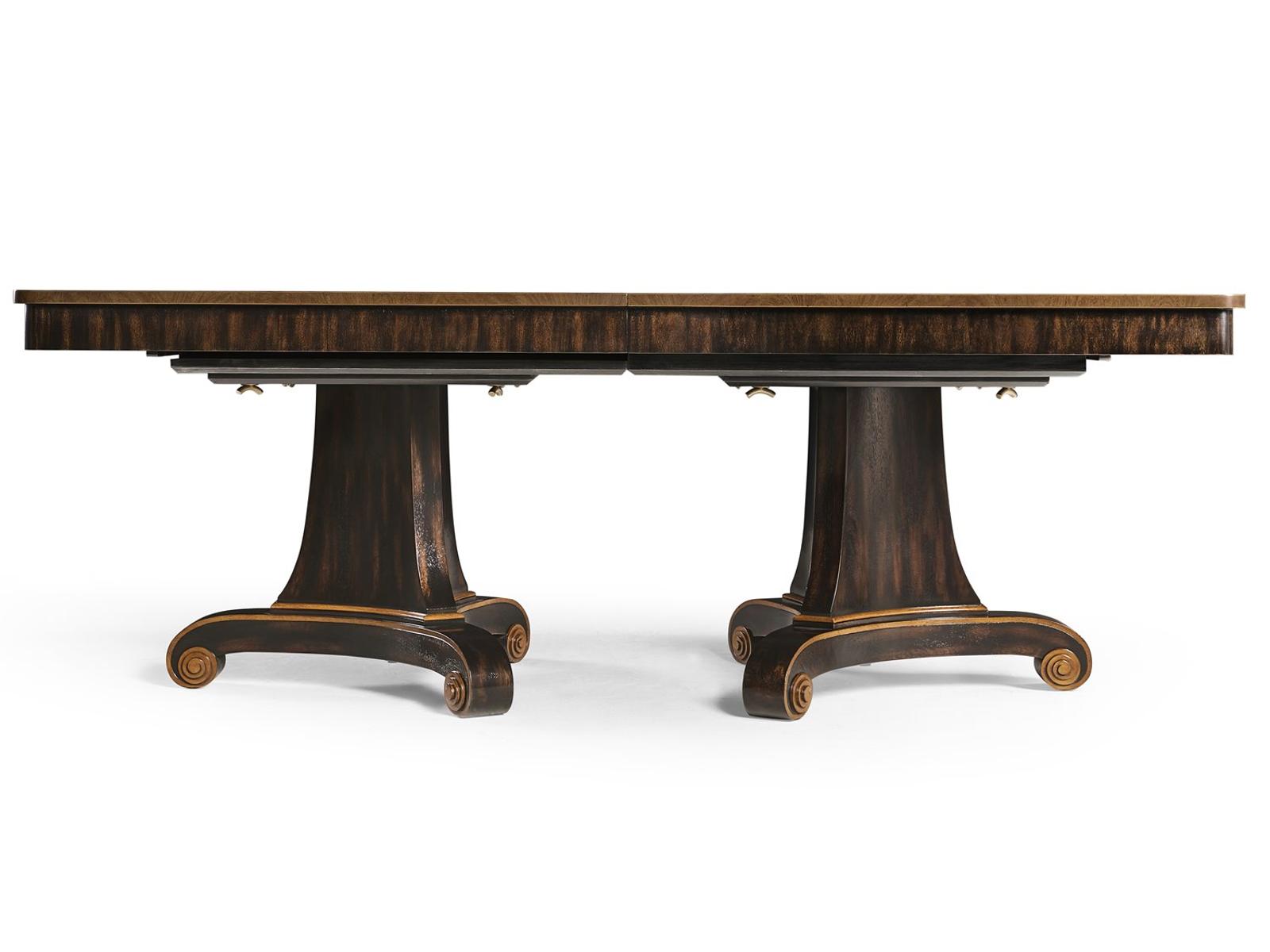 Rosette Rectangular Extendable Dining Table Wood Crotch Walnut