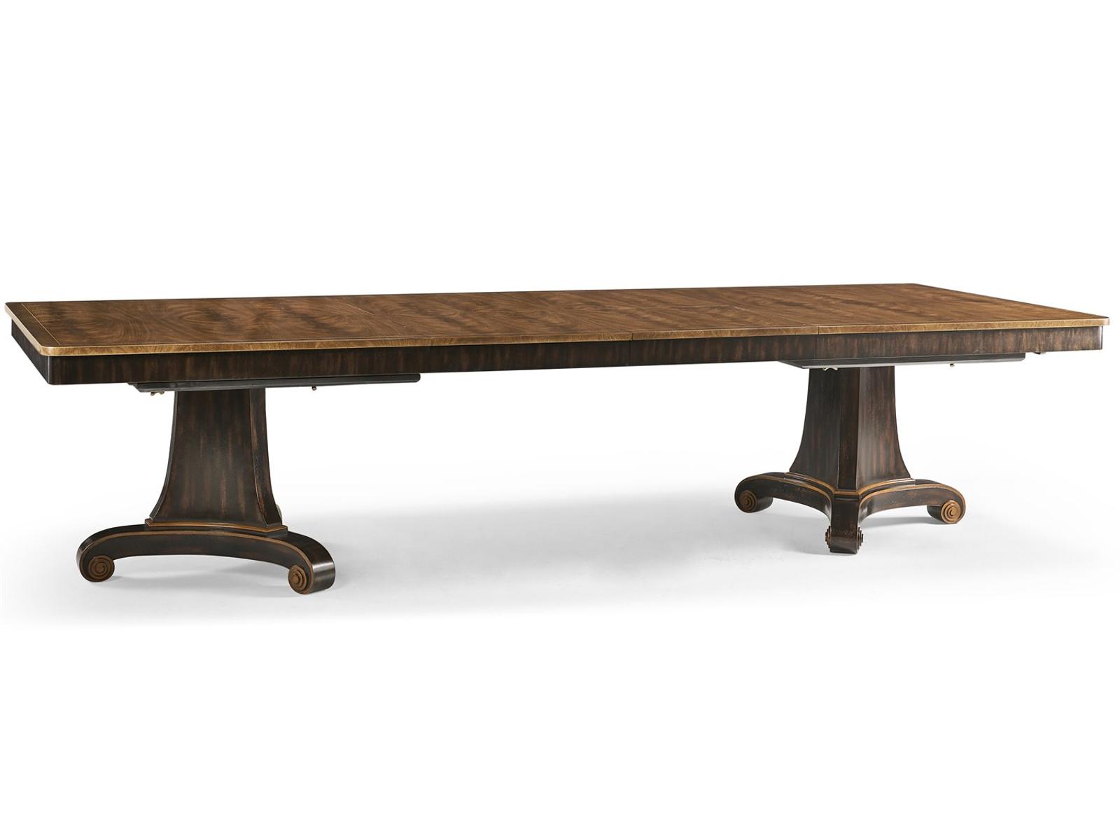 Rosette Rectangular Extendable Dining Table Wood Crotch Walnut