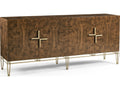 Jc Modern Rectangular Walnut Burl Console Table with Bronze Base