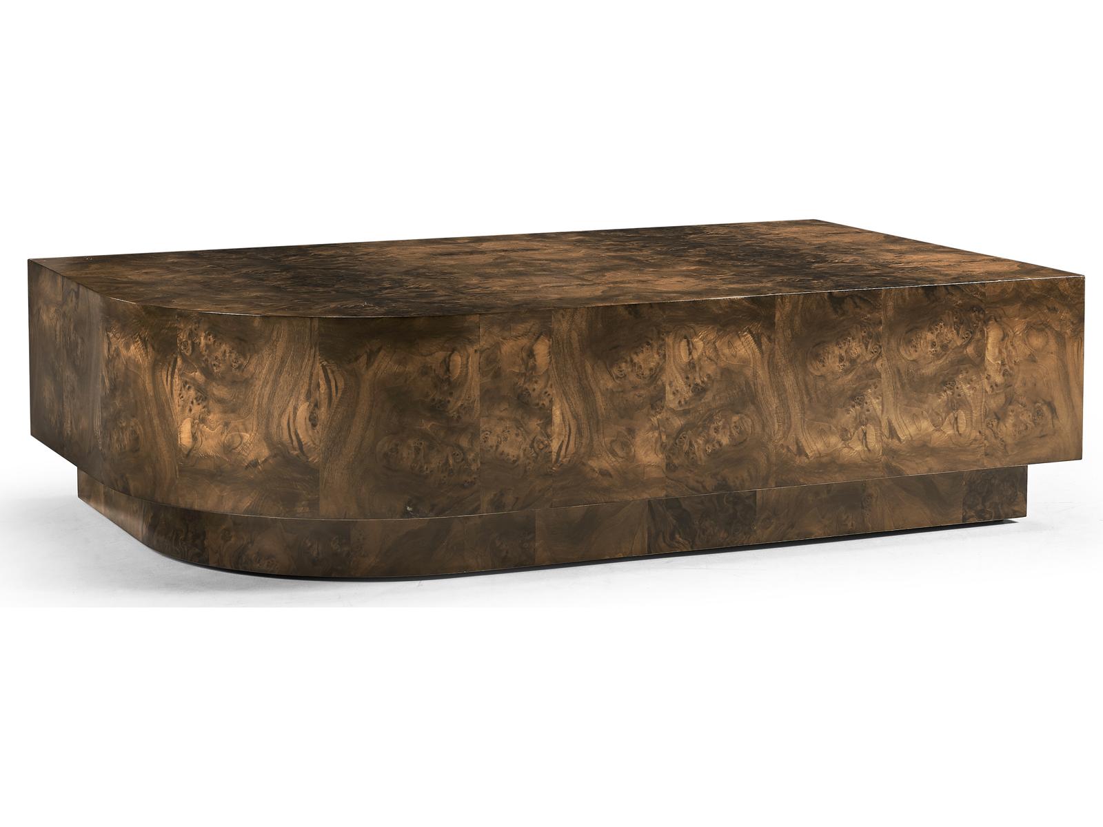 JC Modern Rectangular Wood Walnut Burl Coffee Table