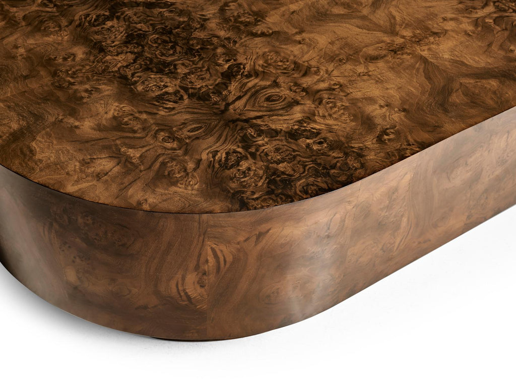 JC Modern Rectangular Wood Walnut Burl Coffee Table
