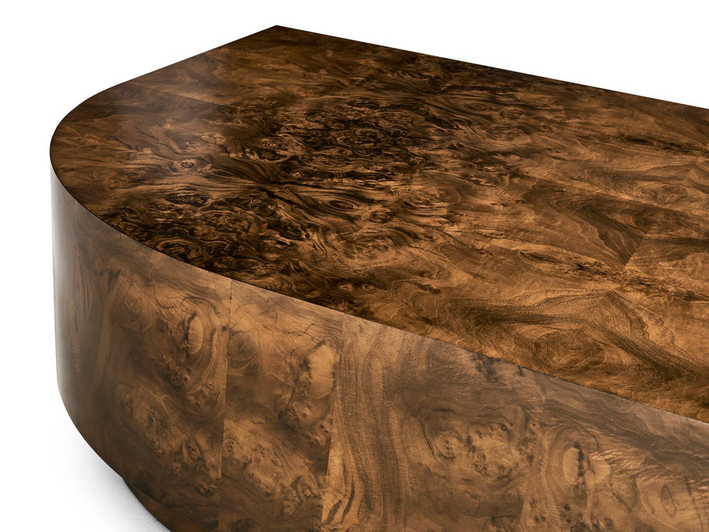 JC Modern Rectangular Wood Walnut Burl Coffee Table