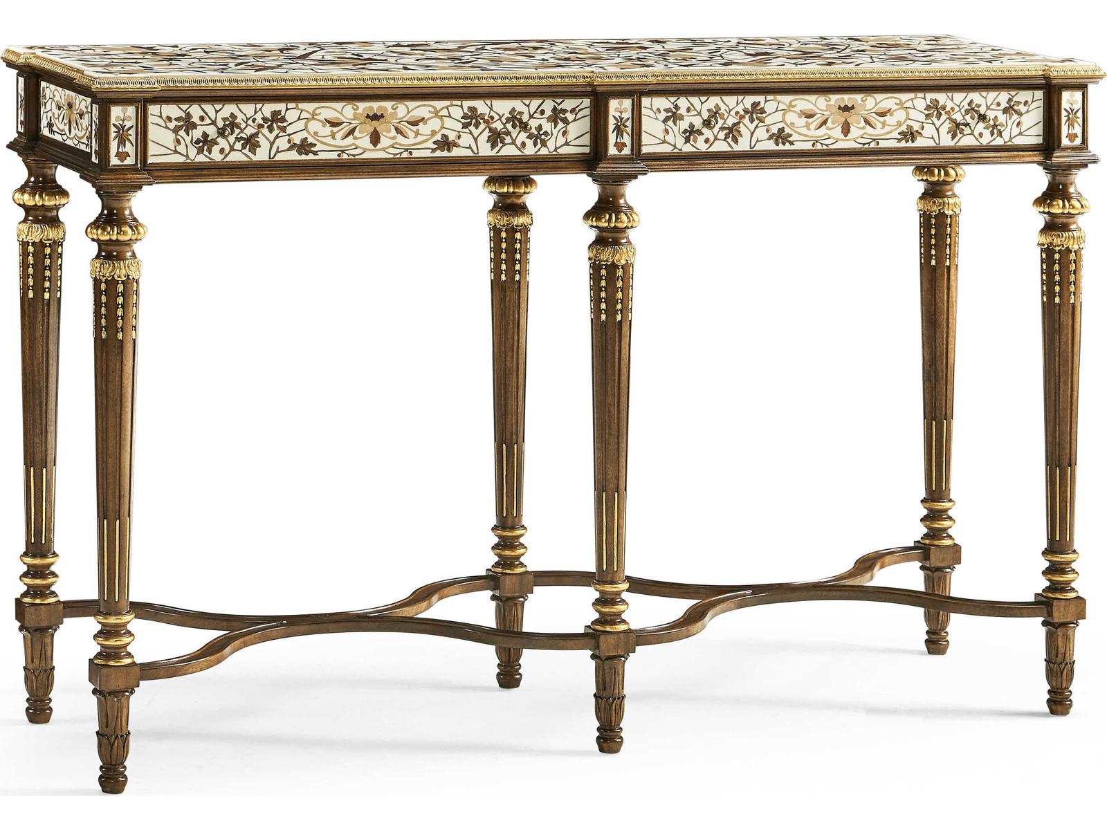 Trianon Rectangular Oak Leaf Parquetry Console Table