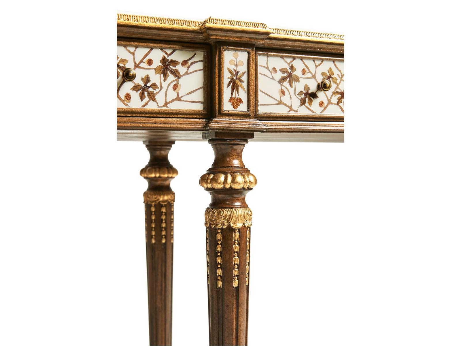 Trianon Rectangular Oak Leaf Parquetry Console Table