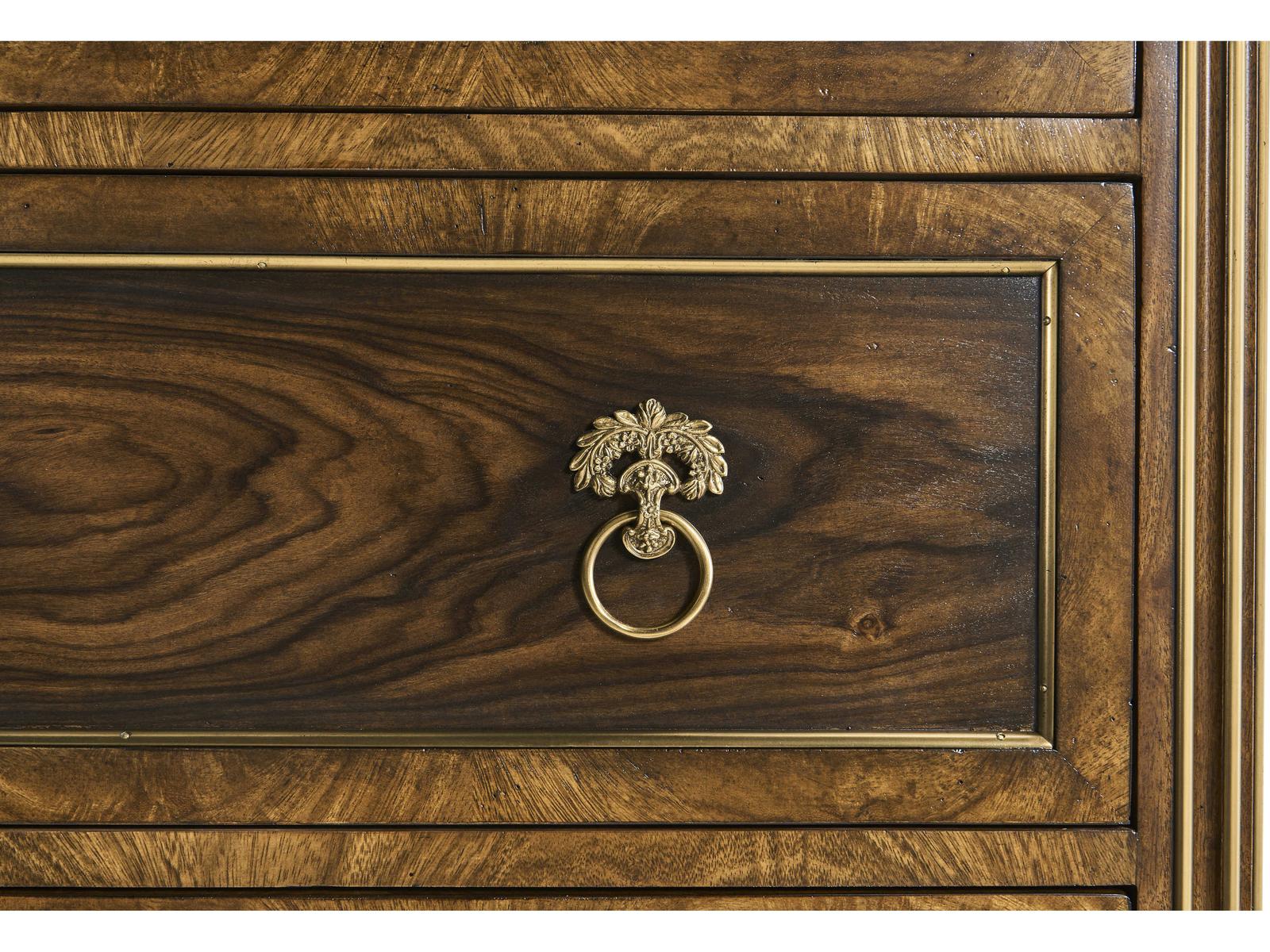 Viceroy Santos Brown Mahogany Wood Accent Chest with Brass Inlay