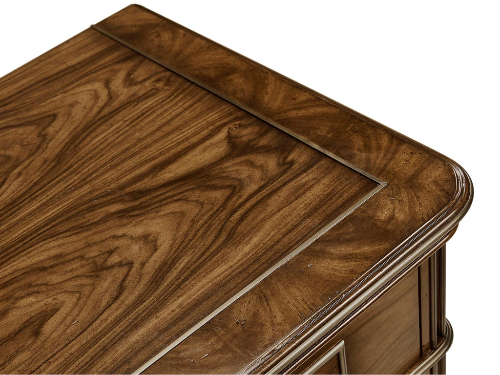 Viceroy 3-Drawer Mahogany Wood Nightstand with Brass Inlay