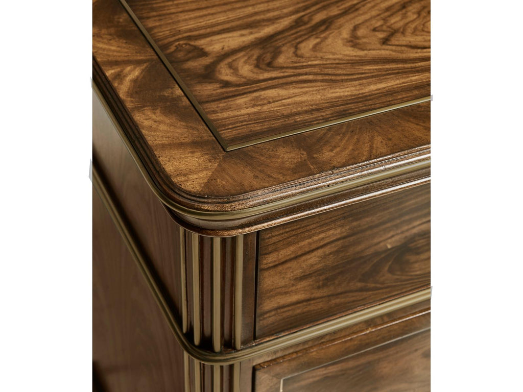 Viceroy 3-Drawer Mahogany Wood Nightstand with Brass Inlay